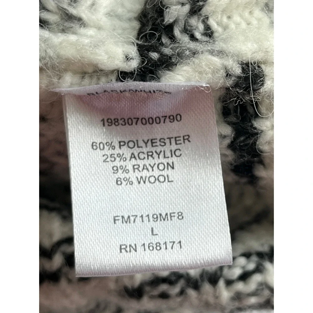 Farmers Market Womens Large Black White‎ Striped Chunky Knit Sweater L wool mix